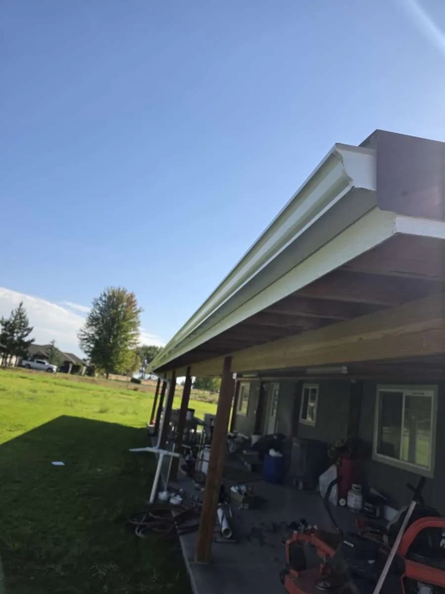 New gutter along a long covered porch